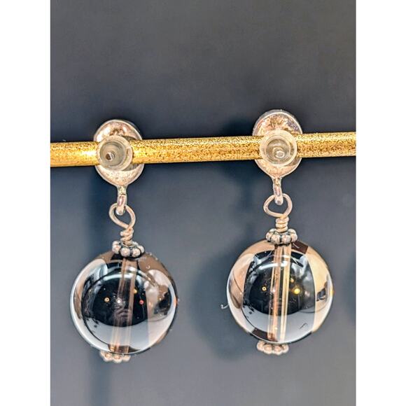 Teardrop Smoky Quartz Earrings | Handmade Silver Earrings  Vintage 925 Sterling Silver Moonstone Smoky Topaz Drop Dangle Earrings